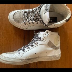 Golden Goose Deluxe Brand White Leopard Lace HiTop